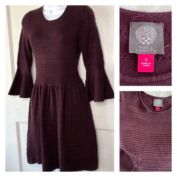 Vince Camuto Knit Textured BoHo Sweater Mini Dress - Picture 2 of 14